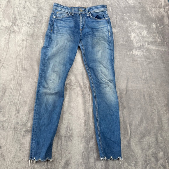 rag & bone Denim - Rag & Bone Skinny Jeans Womens 24  Medium Blue Raw Hem Frayed Denim